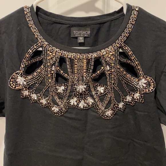 Topshop Embellished Cut Outs Tee - Picture 2 of 13